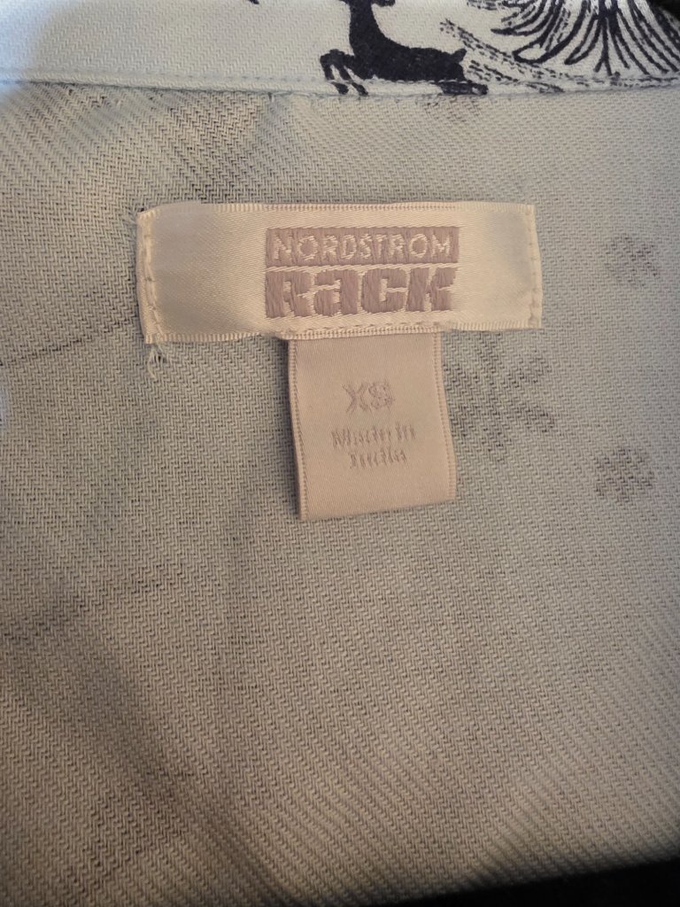 Nordstrom Rack Christmas Print Nightshirt Nwt Blue Xxs Long Sleeve Button Up — image 6 of 8